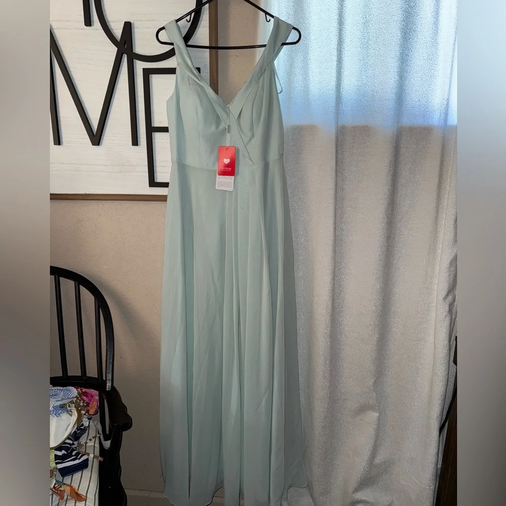 JJs House A-Line V-neck Floor-Length Chiffon Bridesmaid Dress #251598 - Picture 5 of 8